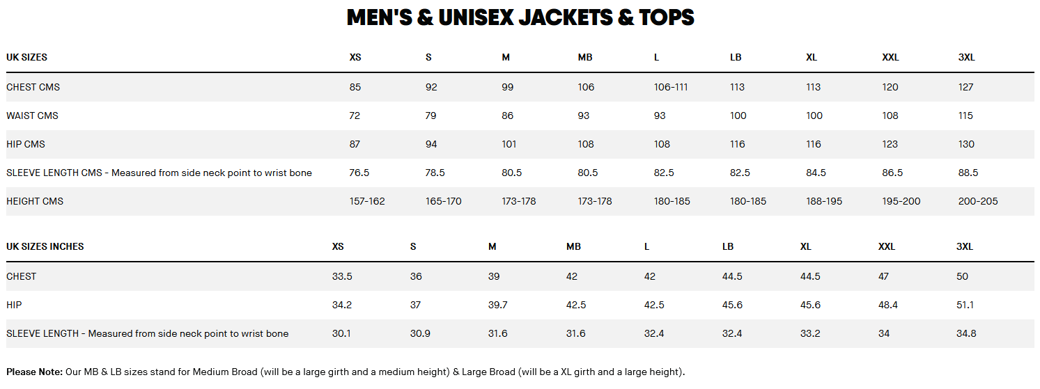 2024 Musto Mens Br1 Jacket 0 Size Chart